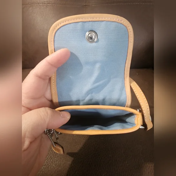 COACH Striped Wristlet  Bag with Tan Strap - Picture 5 of 5